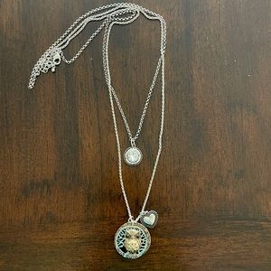 Long double chain necklace with Owl Pendant